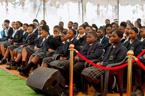 Firm Foundation learners in school uniform at prize giving